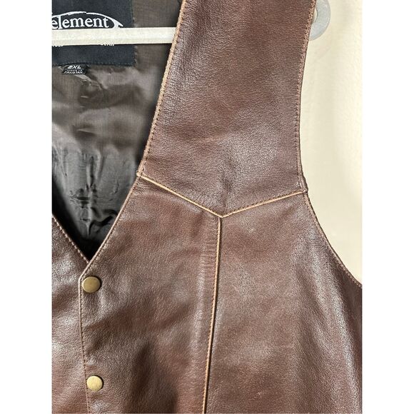Xelement Vintage Mayhem Skull Brown Leather Biker Vest Sz 2XL - Picture 8 of 9